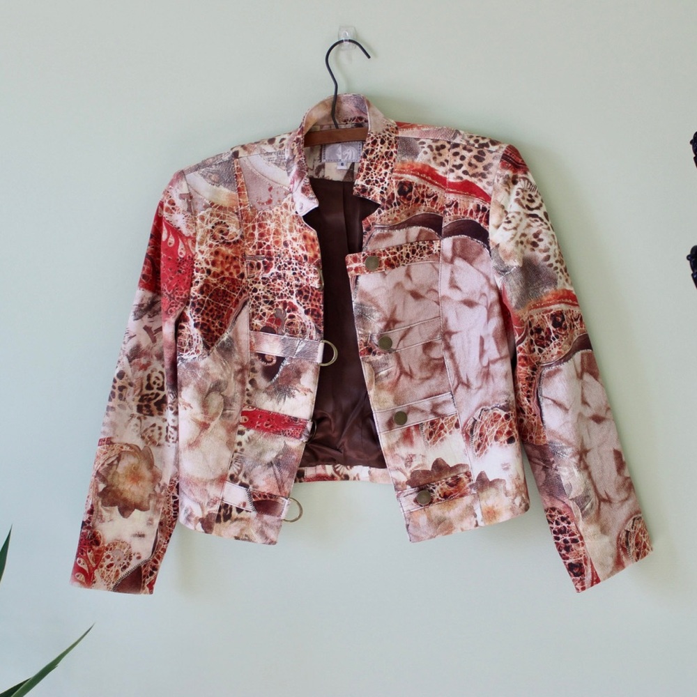 Alberto Makali animal print cropped blazer size 8